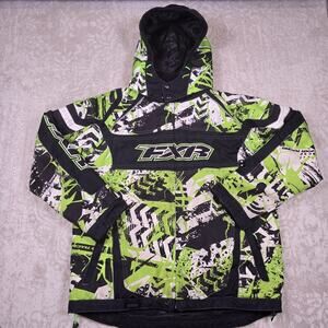 FXR Youth Boys Helix Jacket Coat Size 14 Black Green White - Fair Condition